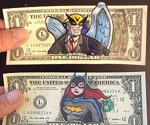 Cartoon Superhero Dollar Bill Art